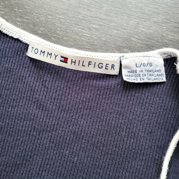 Tommy Hilfiger Navy Cotton Knit Pullover Long sleeves Top Size L - Picture 5 of 6